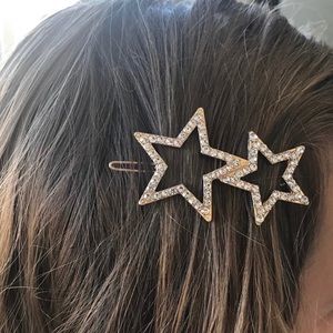 Glam Pink Gold Tone Large Star Hair Clip